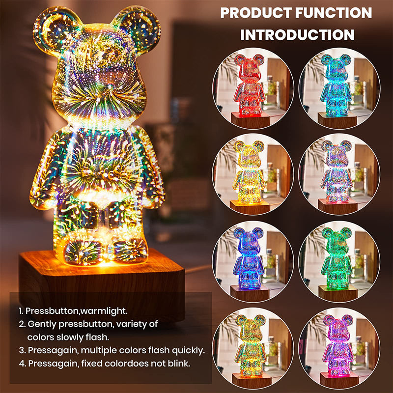 GlowBear™ 3D Bjørnenattelys med Fyrværkeri