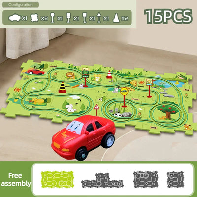 CarTrack™ Pædagogisk Puslespil med Biler til Børn
