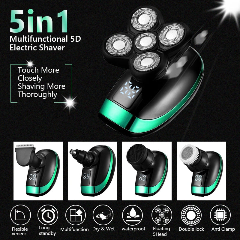 FlexShave™ 5 i 1 Elektrisk Barbermaskine til Mænd