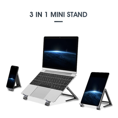 3-i-1 Mini Stativ til elektroniske enheder (iPad, bærbar computer og smartphone)