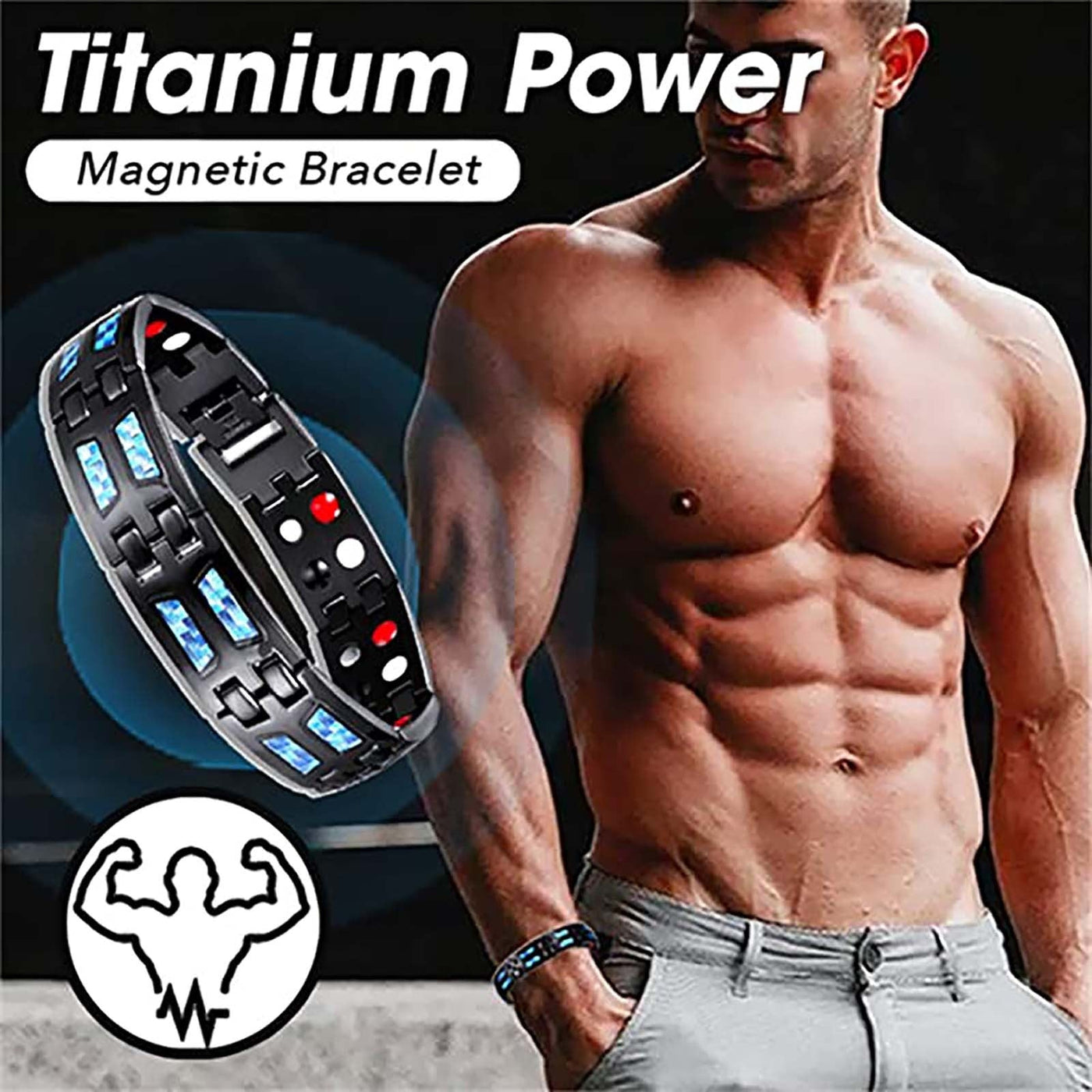 Magnetico™ Blå Carbon Titan Armbånd