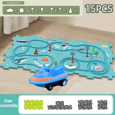 CarTrack™ Pædagogisk Puslespil med Biler til Børn